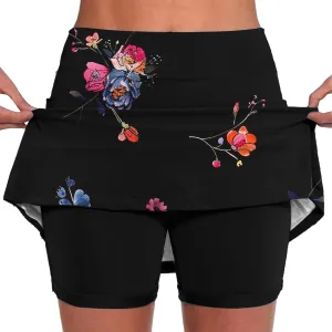 Athletic Skort for Women Summer Boho Floral Print Mini Skirts with Built in Shorts High Waist Workout Shorts