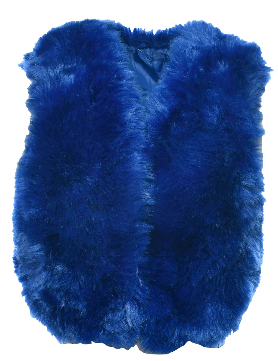 Blue Faux Fur Waistcoat - M