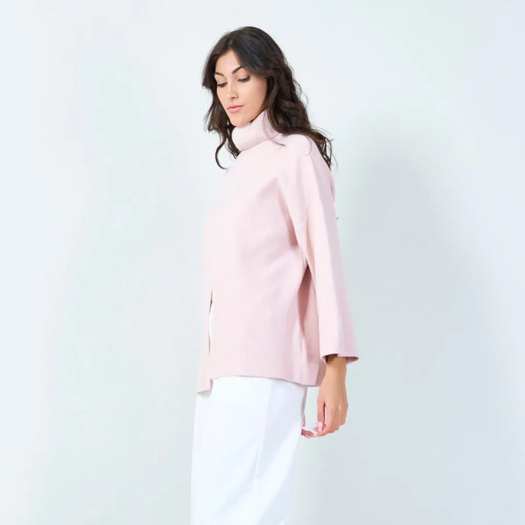 Bold cowl neck sweater with front slit wholesale
