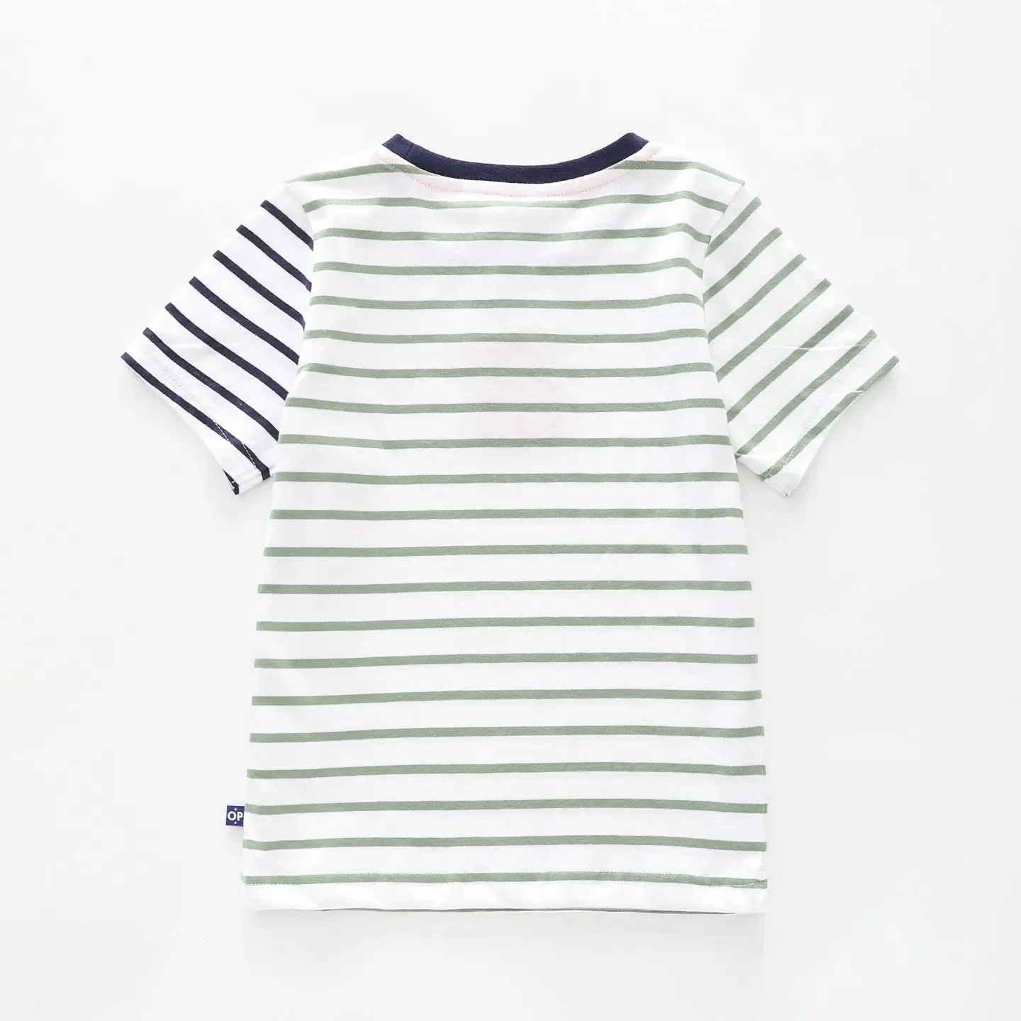 Boy's Green and White Striped T-shirt