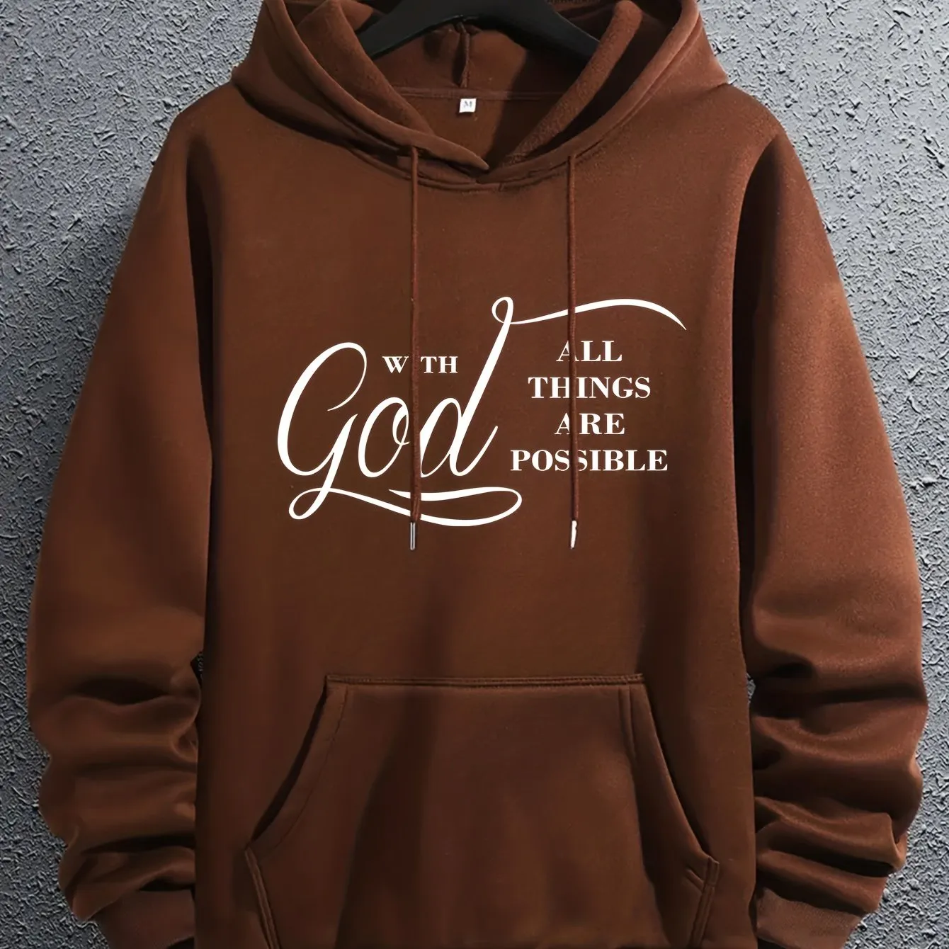 Christian Letter Print, Hoodies For Men, Graphic Sweatshirt With Kangaroo Pocket, Comfy Trendy Hooded Pullover, Mens Clothing For Fall Winter