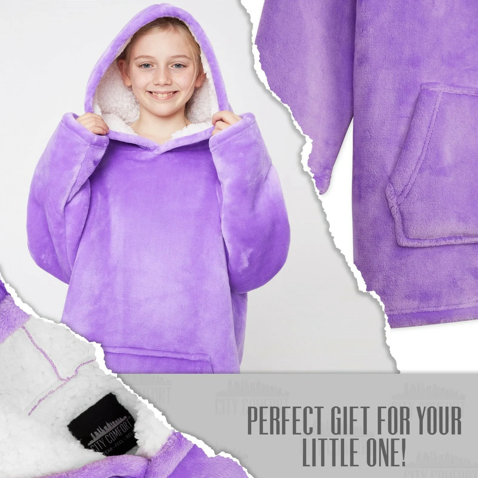 CityComfort Girls Oversized Blanket Hoodie Kids Fleece Fluffy Hoodies