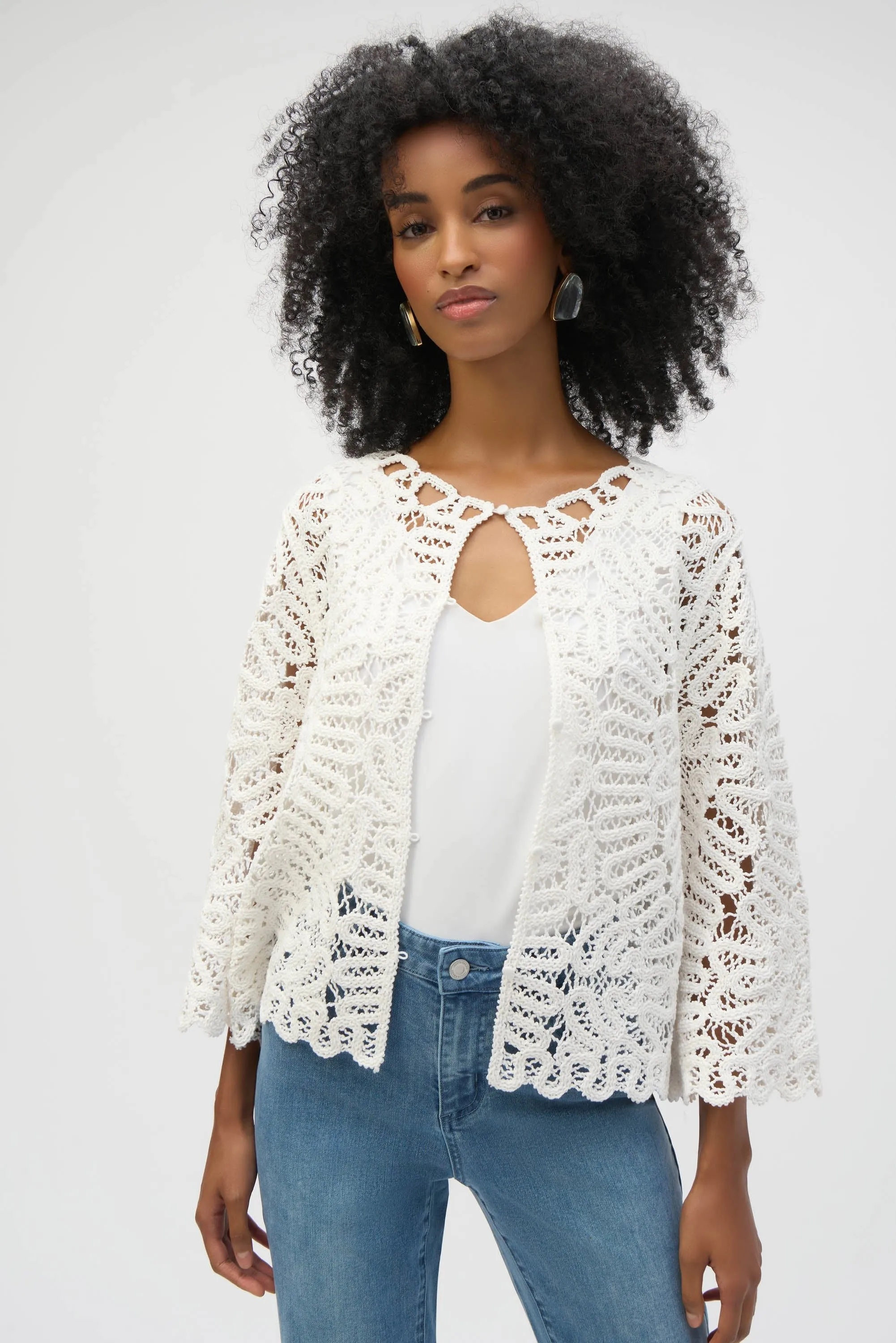 Clarissa Crochet Sweater Knit Cover-Up - Joseph Ribkoff 252905