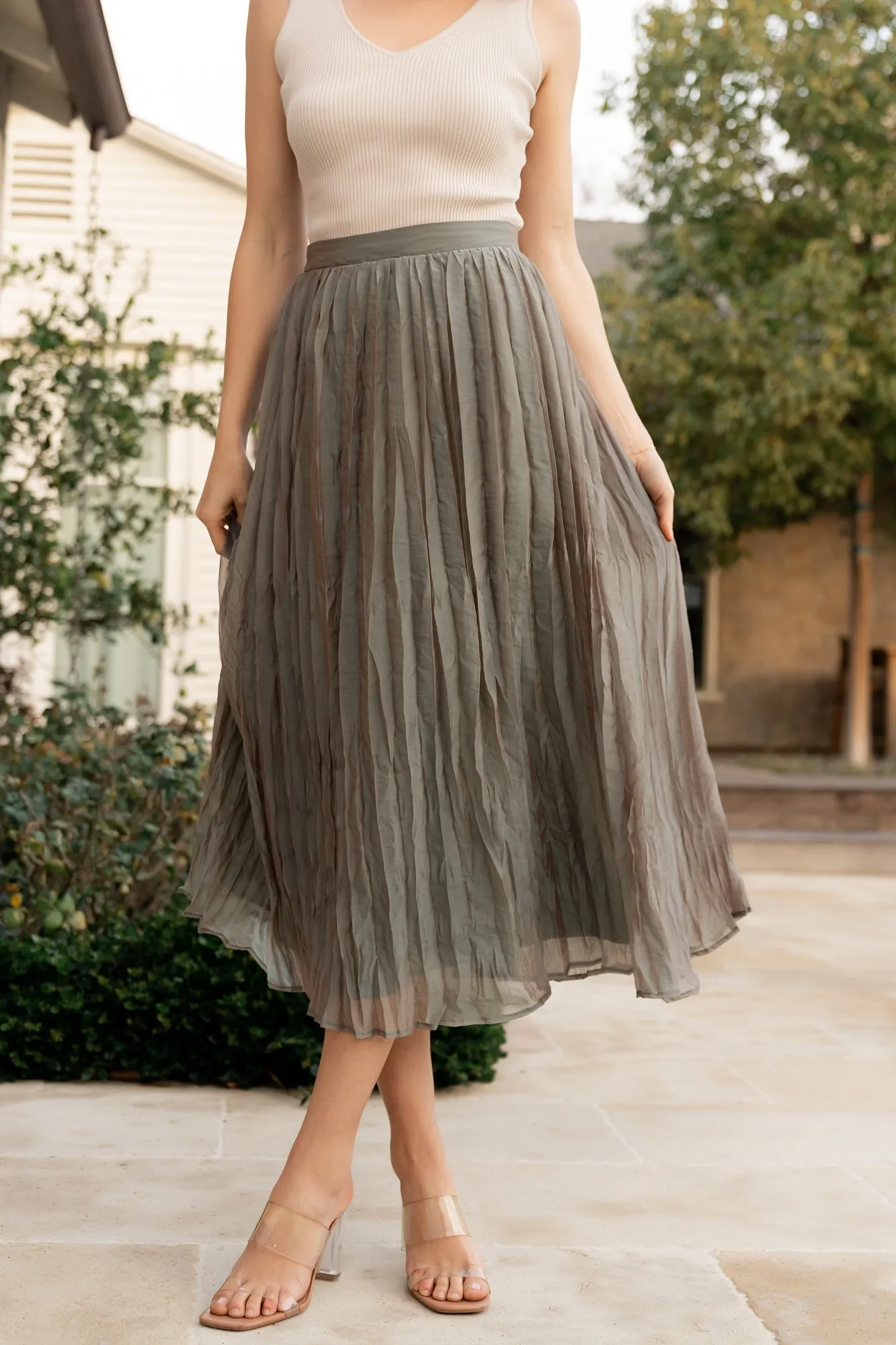 Cyra Midi Skirt | Sage