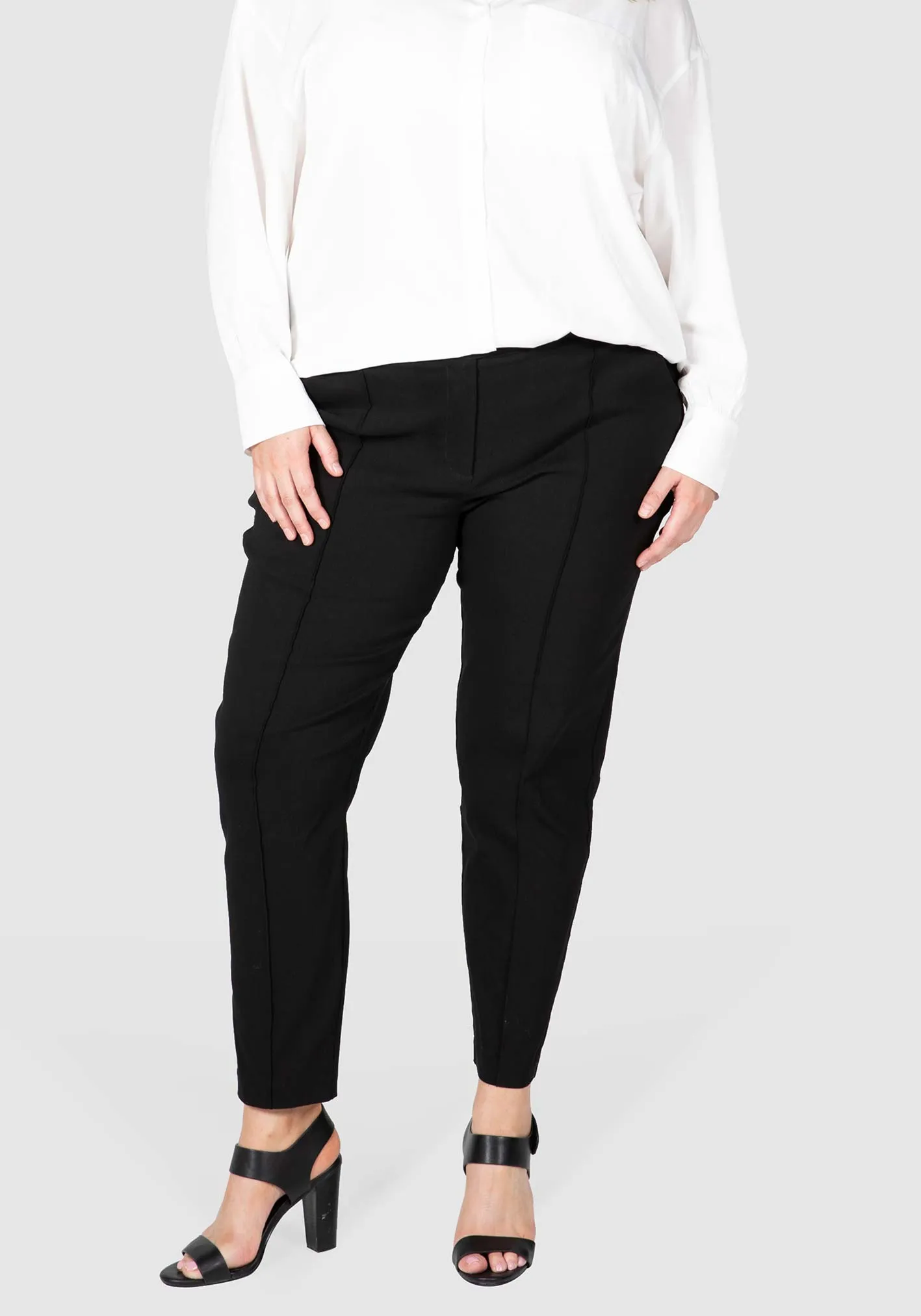 Darby Pintuck Stretch Pants  - Black