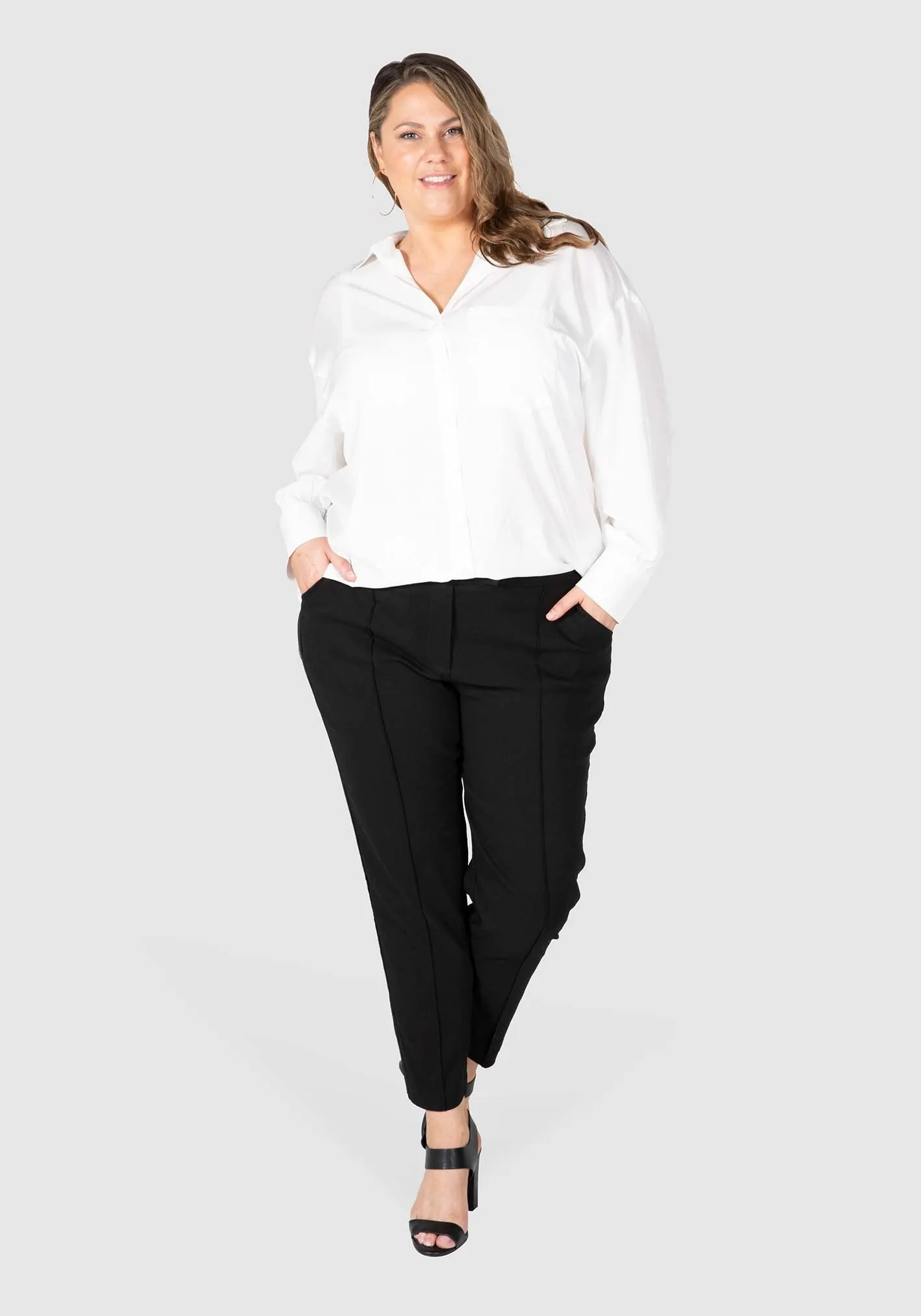 Darby Pintuck Stretch Pants  - Black