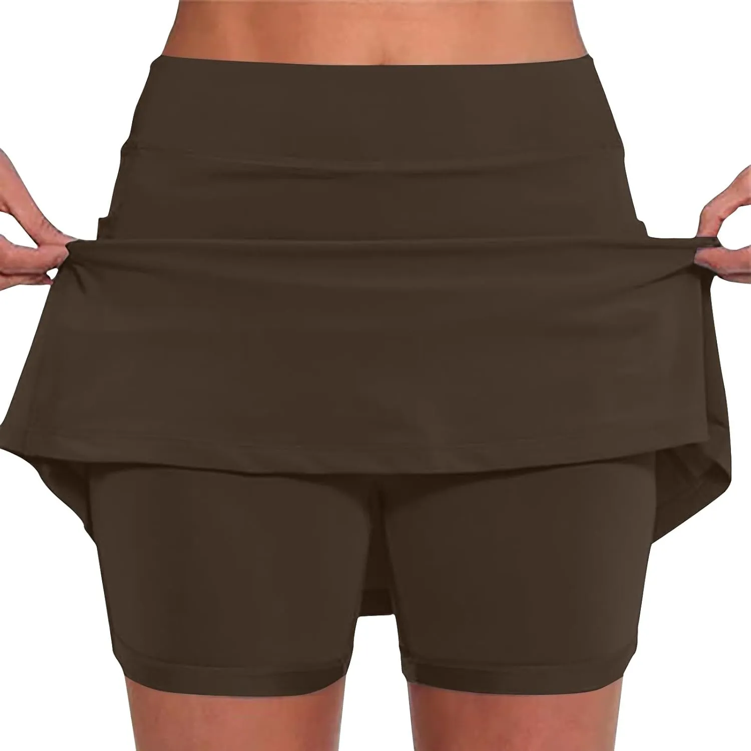 DDAPJ pyju Skorts for Women Plus Size High Waist Yoga Shorts Dressy Casual Athletic Tennis Mini Skater Skirt Basic Skort