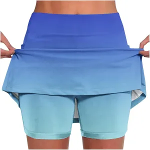 DDAPJ pyju Women's Gradient Athletic Skorts 2025 Trendy Summer High Waist Shorts Plus Size Tennis Skirts with Shorts
