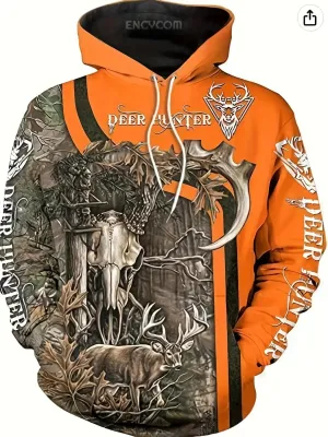 Deer Hunter Graphic Print Hoodie Mens Cool Streetwear
