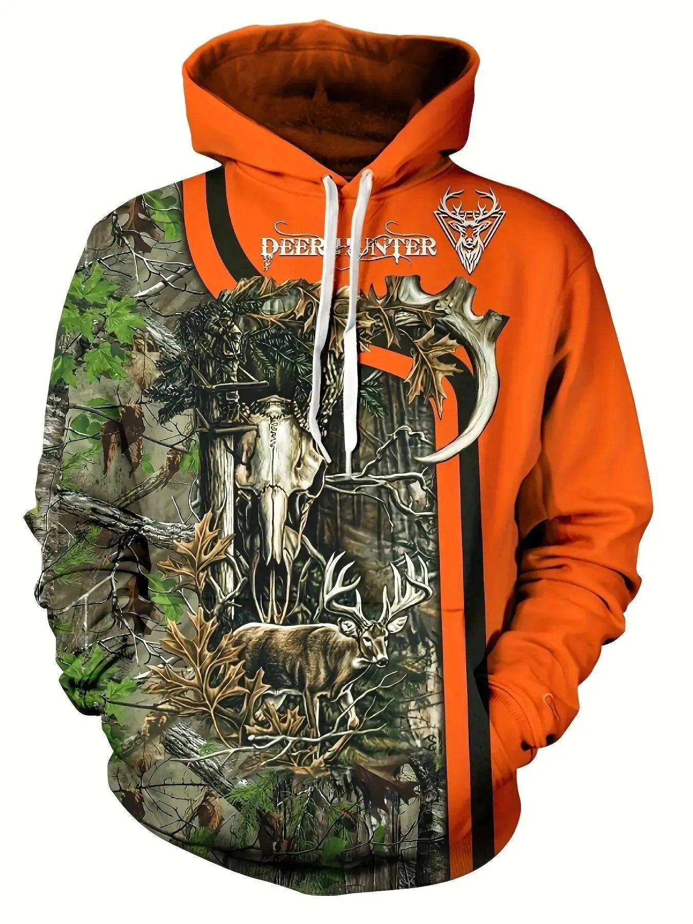 Deer Hunter Graphic Print Hoodie Mens Cool Streetwear