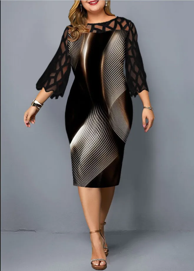 Elegant Mesh Long Sleeve Dress