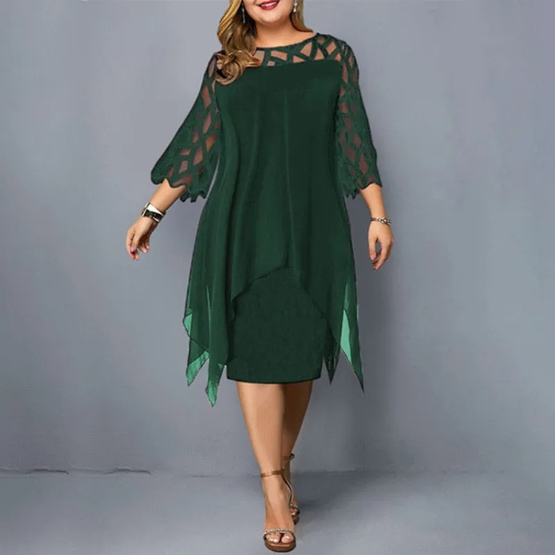 Elegant Mesh Long Sleeve Dress