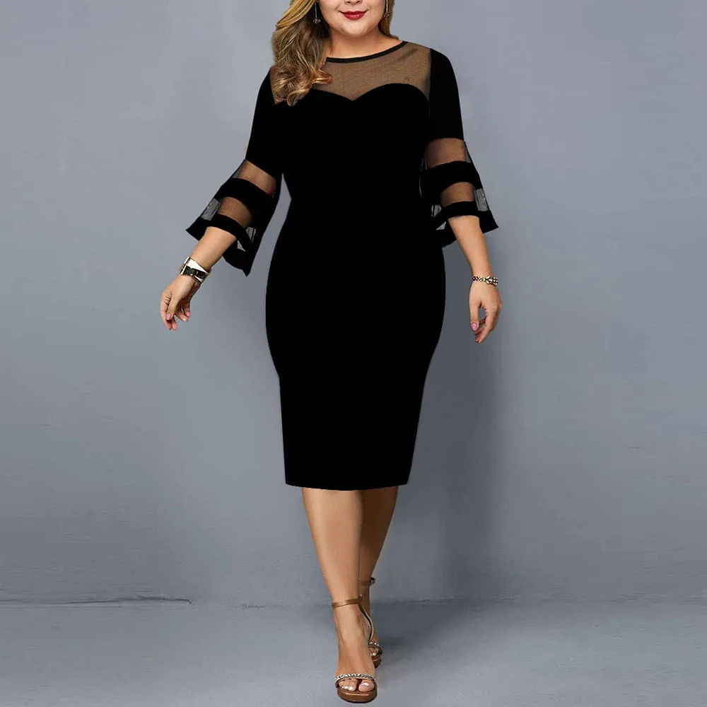 Elegant Mesh Long Sleeve Dress