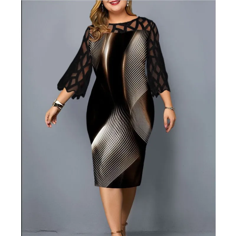 Elegant Mesh Long Sleeve Dress