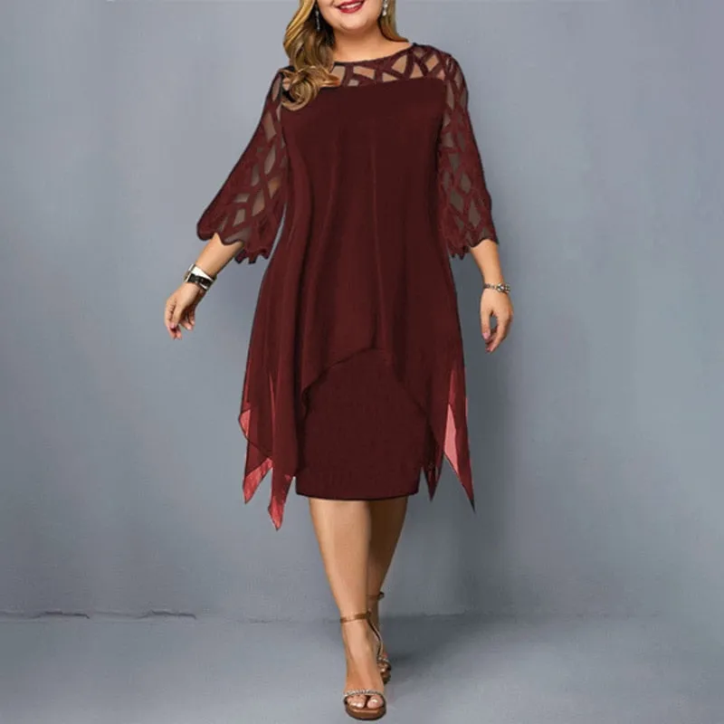 Elegant Mesh Long Sleeve Dress