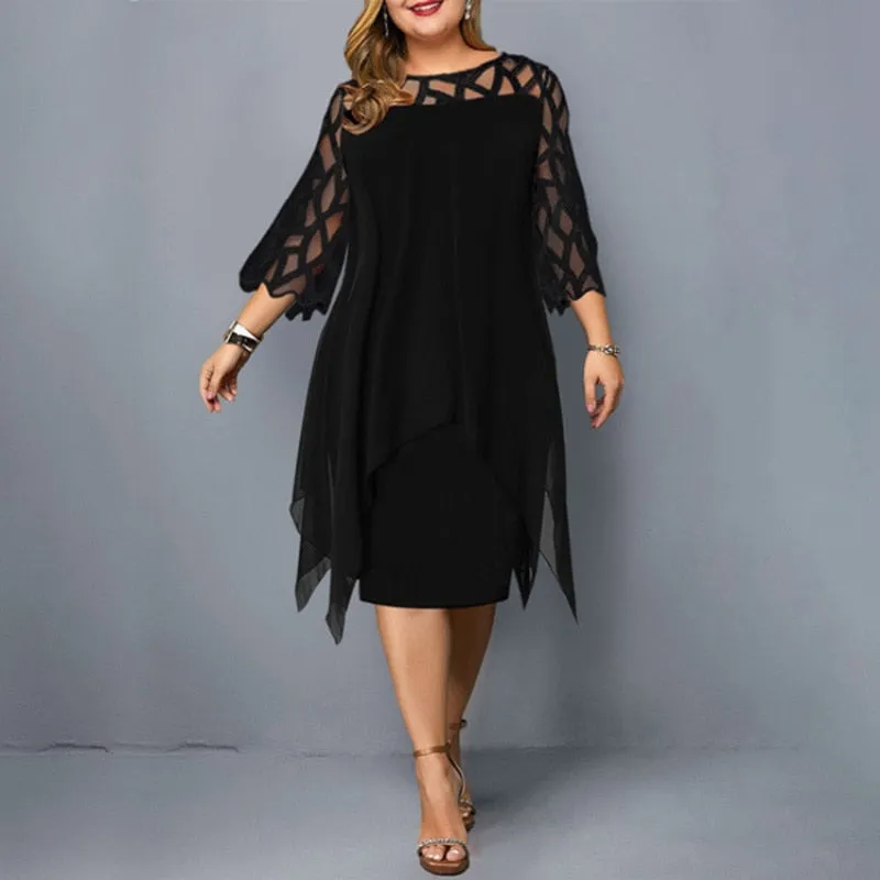 Elegant Mesh Long Sleeve Dress