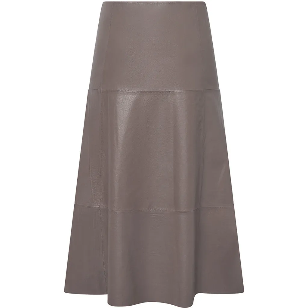 Elvira underknee leather skirt / 51226 - Latte