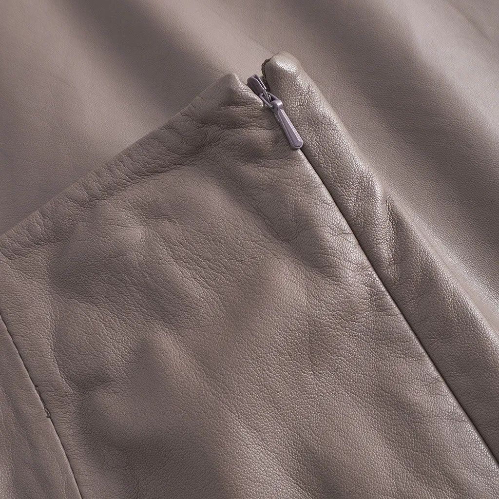 Elvira underknee leather skirt / 51226 - Latte