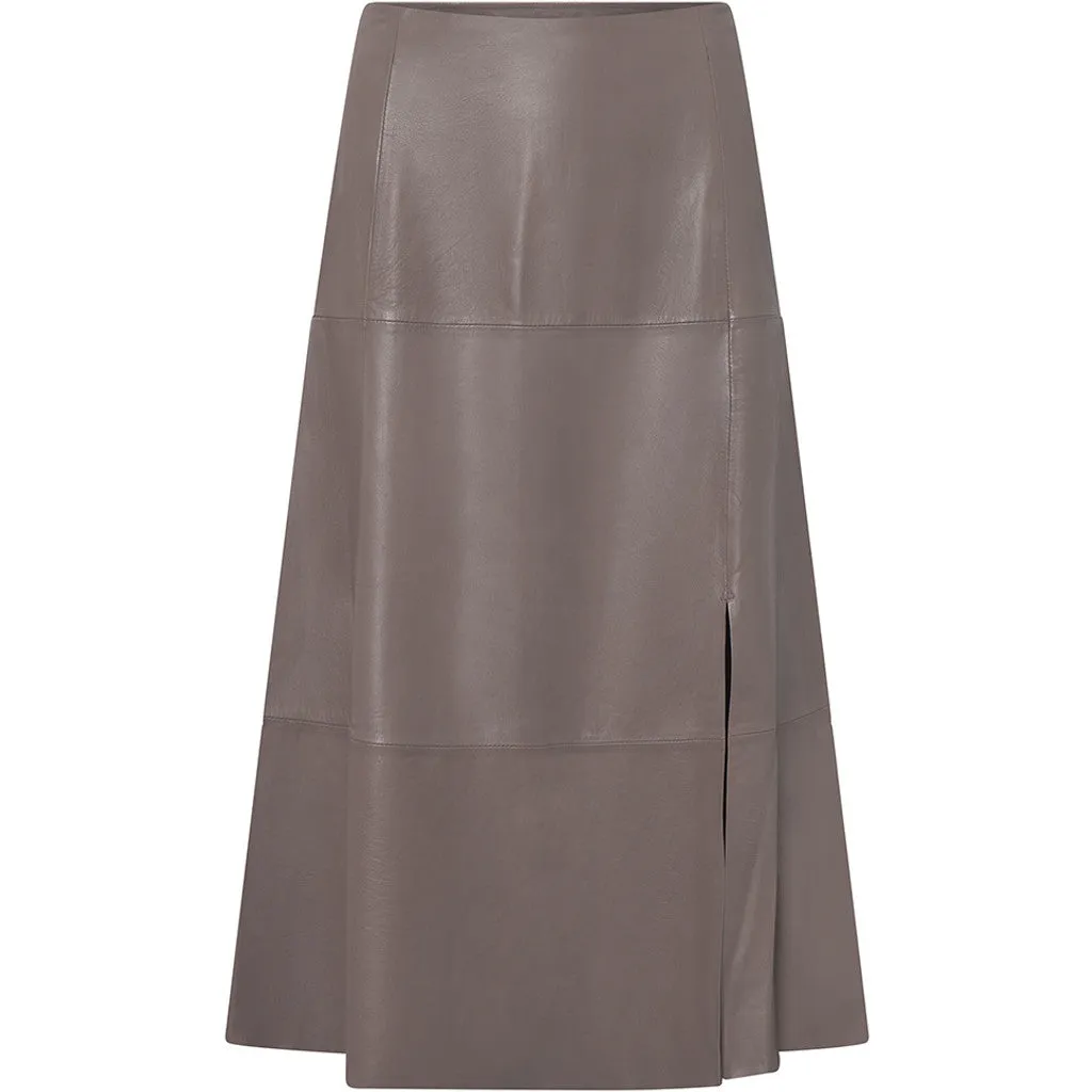 Elvira underknee leather skirt / 51226 - Latte