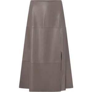 Elvira underknee leather skirt / 51226 - Latte