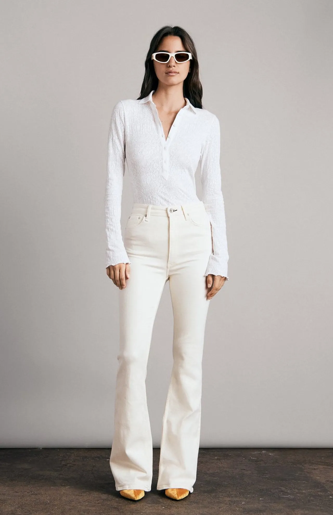Gemma Jacquard Long Sleeve Polo