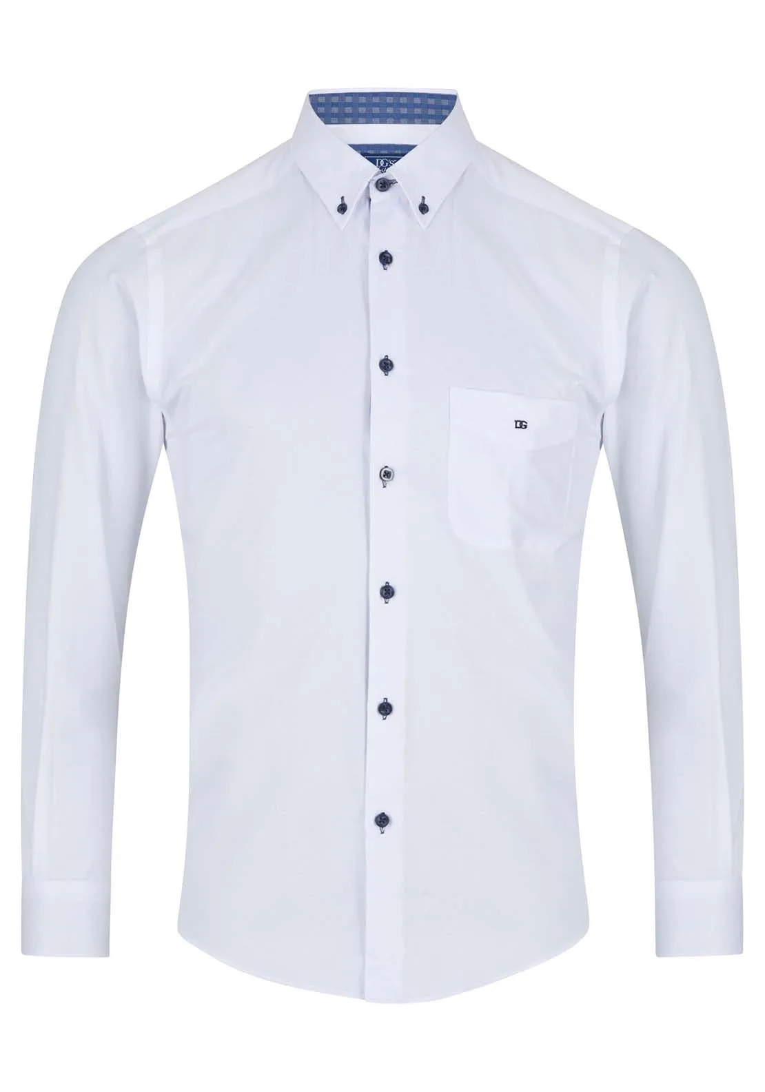 Geneva Long Sleeve Plain Shirt - White