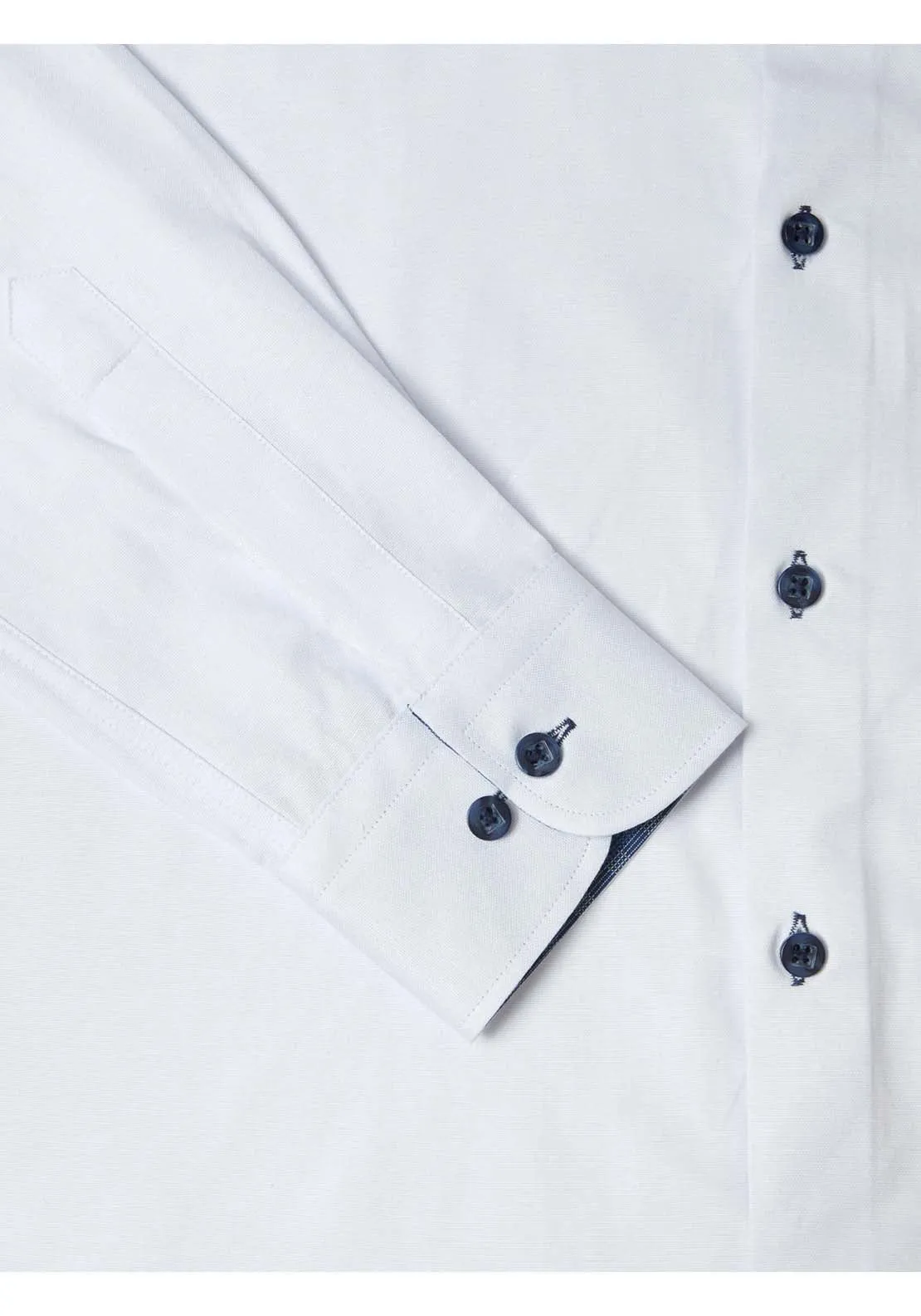 Geneva Long Sleeve Plain Shirt - White