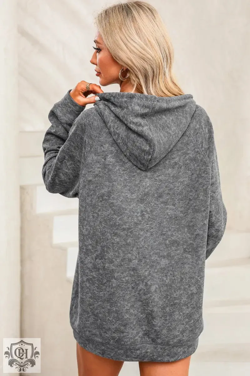 Gray Mineral Wash Kangaroo Pocket Drawstring Pullover Hoodie