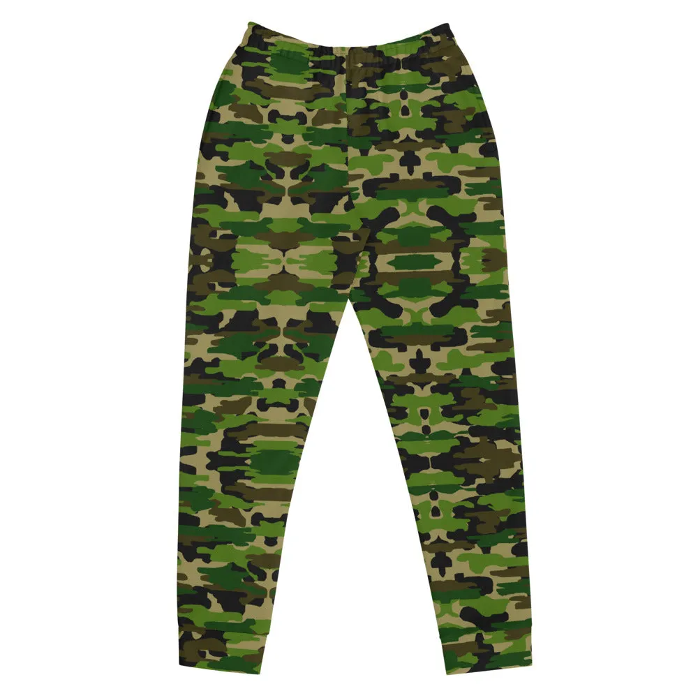 Green Camo Women's Joggers, Soft Best Camo Jogger Sweatpants For Ladies-Made in EU
