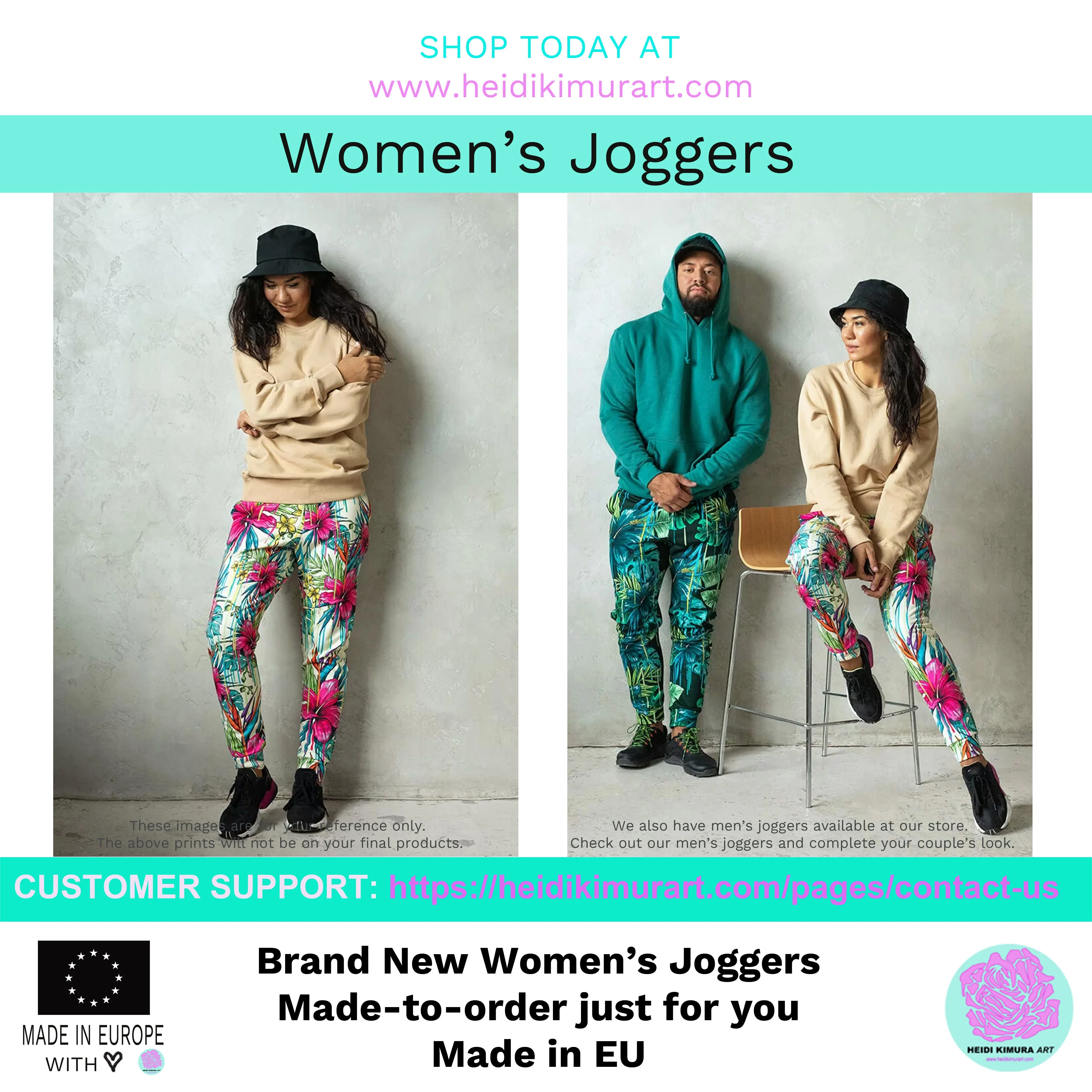 Green Camo Women's Joggers, Soft Best Camo Jogger Sweatpants For Ladies-Made in EU