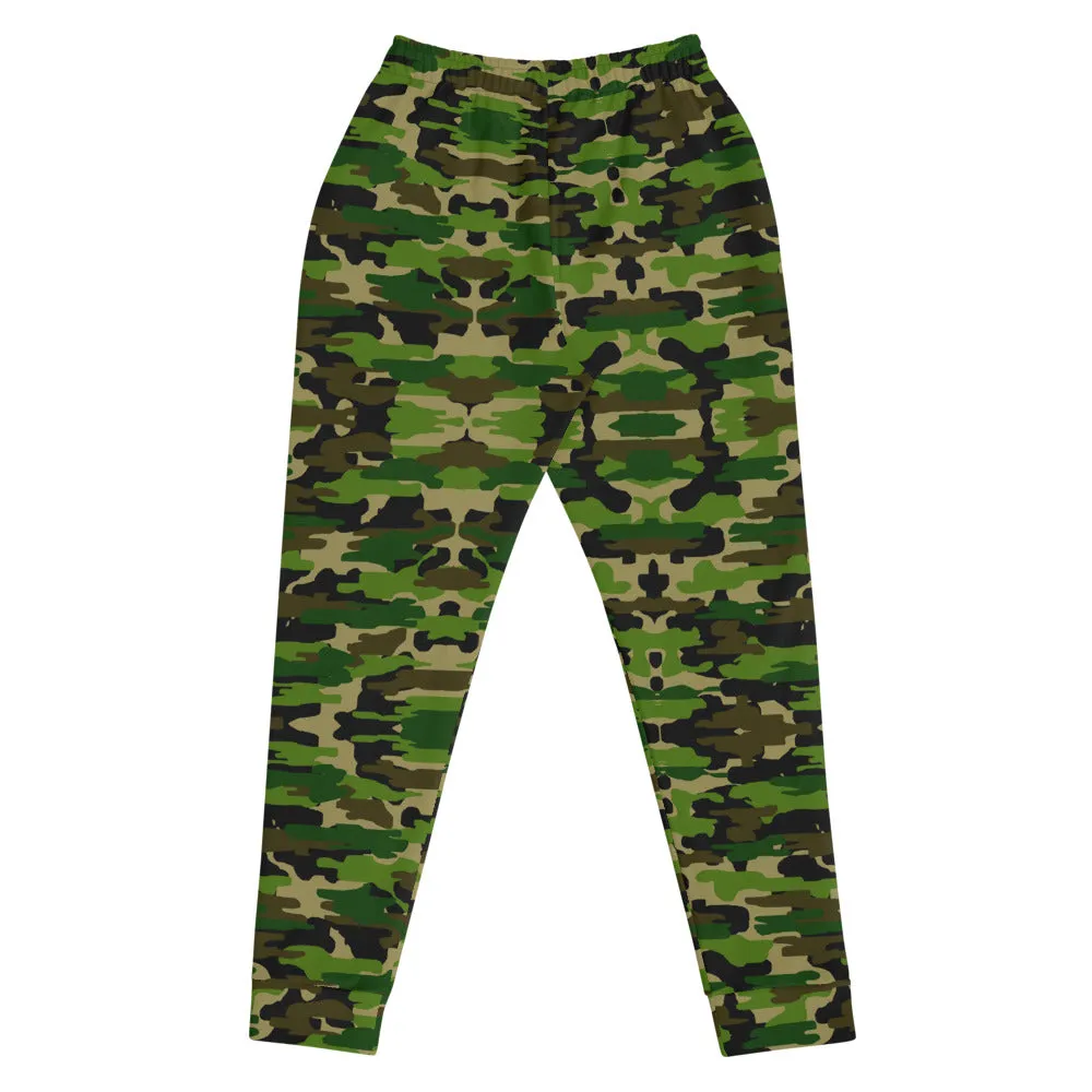 Green Camo Women's Joggers, Soft Best Camo Jogger Sweatpants For Ladies-Made in EU