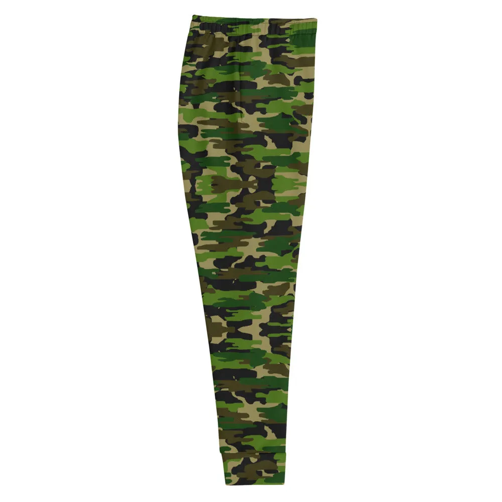 Green Camo Women's Joggers, Soft Best Camo Jogger Sweatpants For Ladies-Made in EU