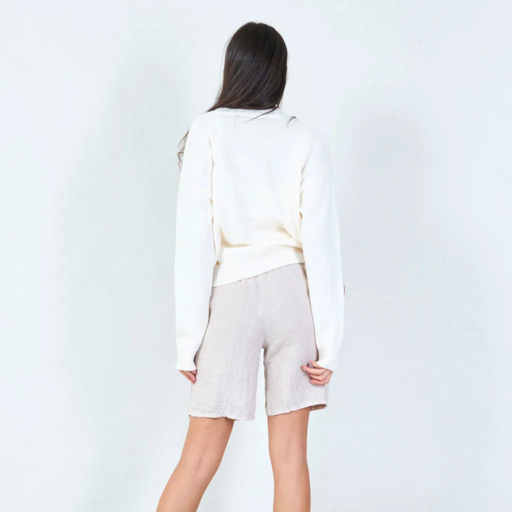 Heart embroidered knit sweater wholesale