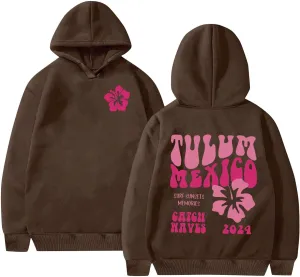 Heevina Pink Palm Puff Hoodie Hoodies For Women Tulum Mexico Surs Sunsets Memories Catch Wayes Funny Hoodie Pockets
