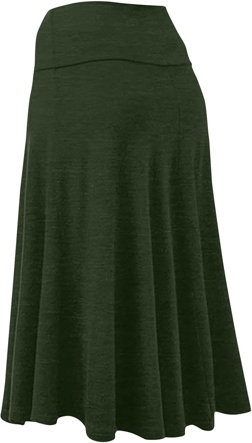 JJHAEVDY Women's Basic Midi Skirt Versatile Stretchy Flared Summer Casual High Waisted Skirt Pleated A-Line Skirts