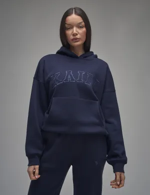 Kaiia Slogan Oversized Hoodie Navy