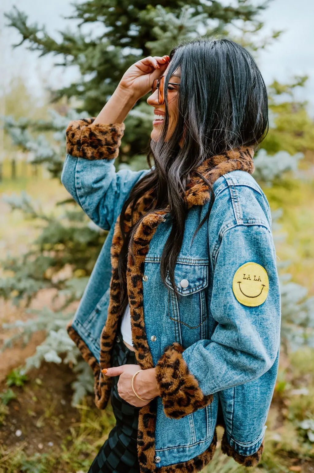 Lala Forever Patched Trucker Jacket in Leopard *RESTOCKED*