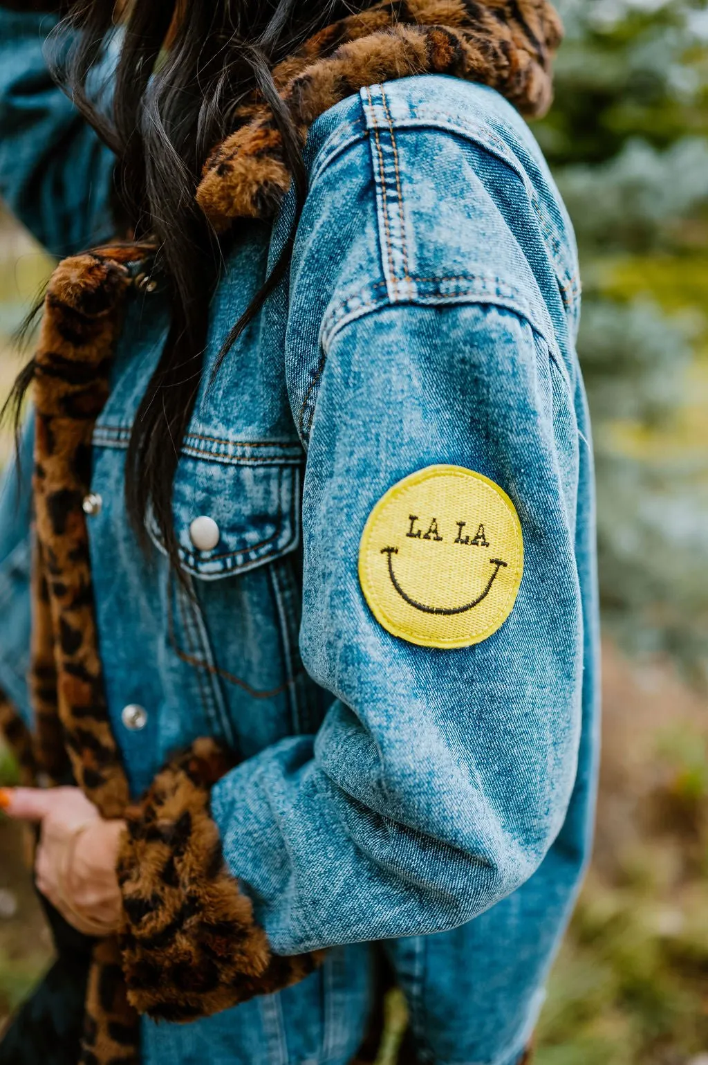 Lala Forever Patched Trucker Jacket in Leopard *RESTOCKED*