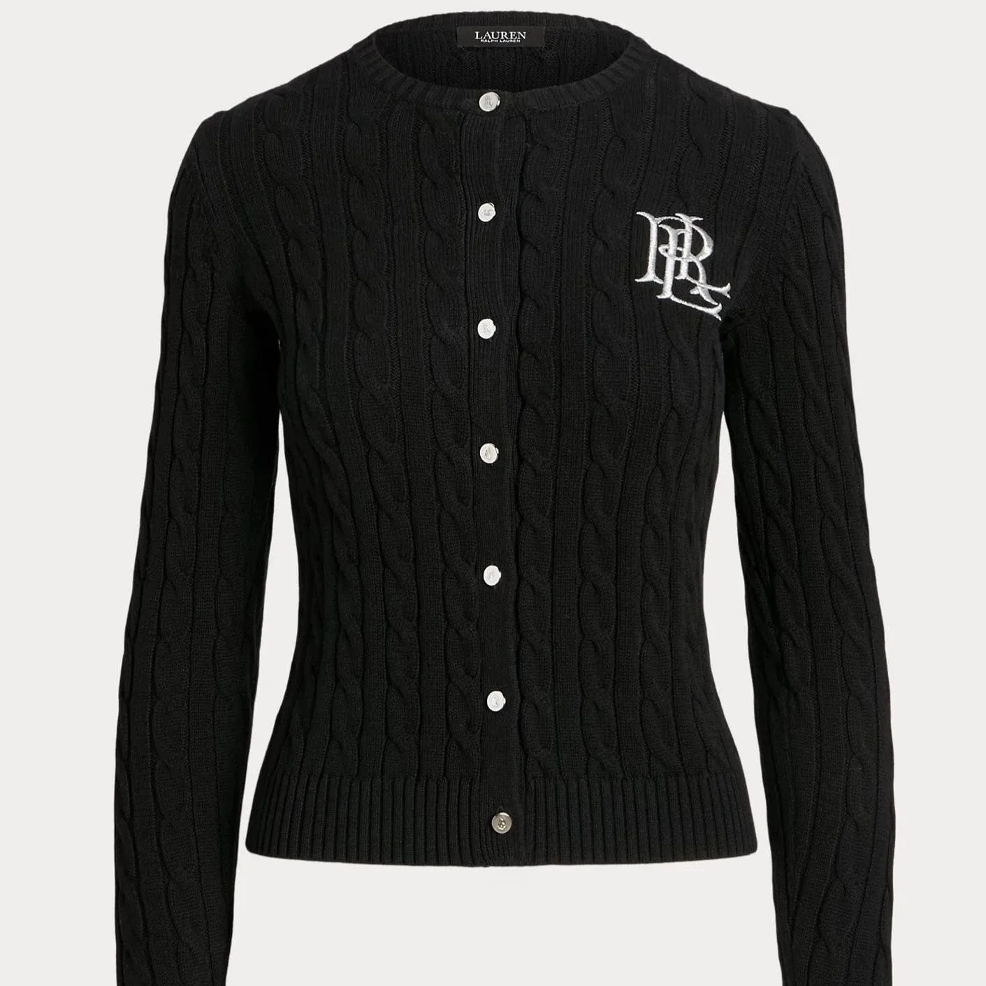 Lauren Ralph Lauren Cable-Knit Cotton Cardigan in Black