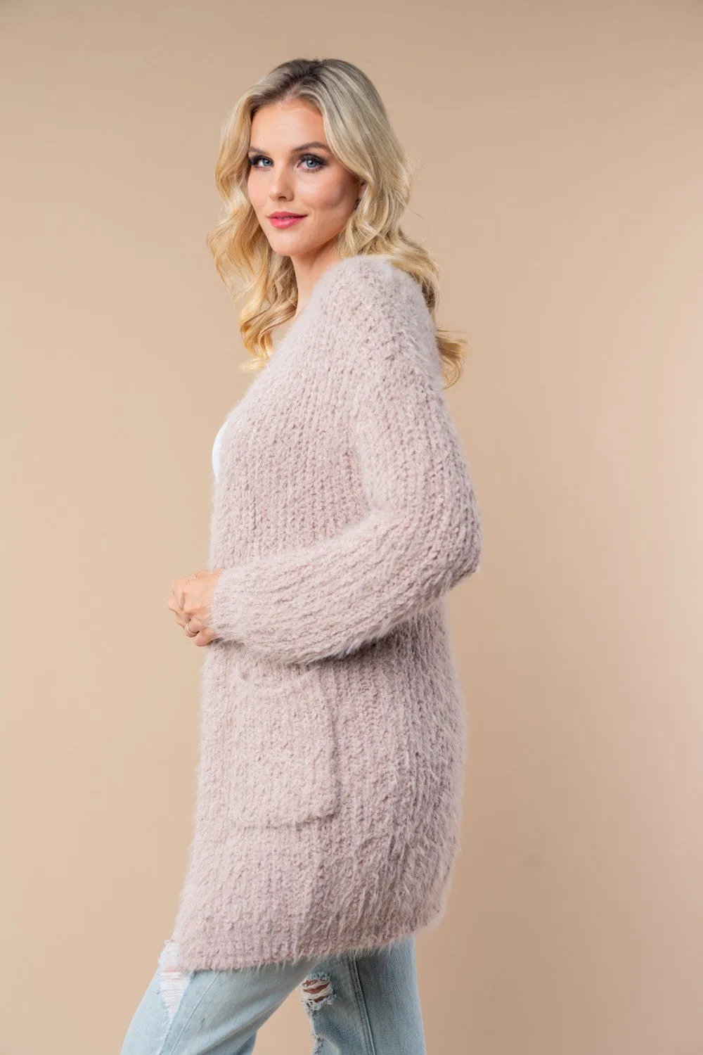 Long Sleeve Knit Taupe Cardigan