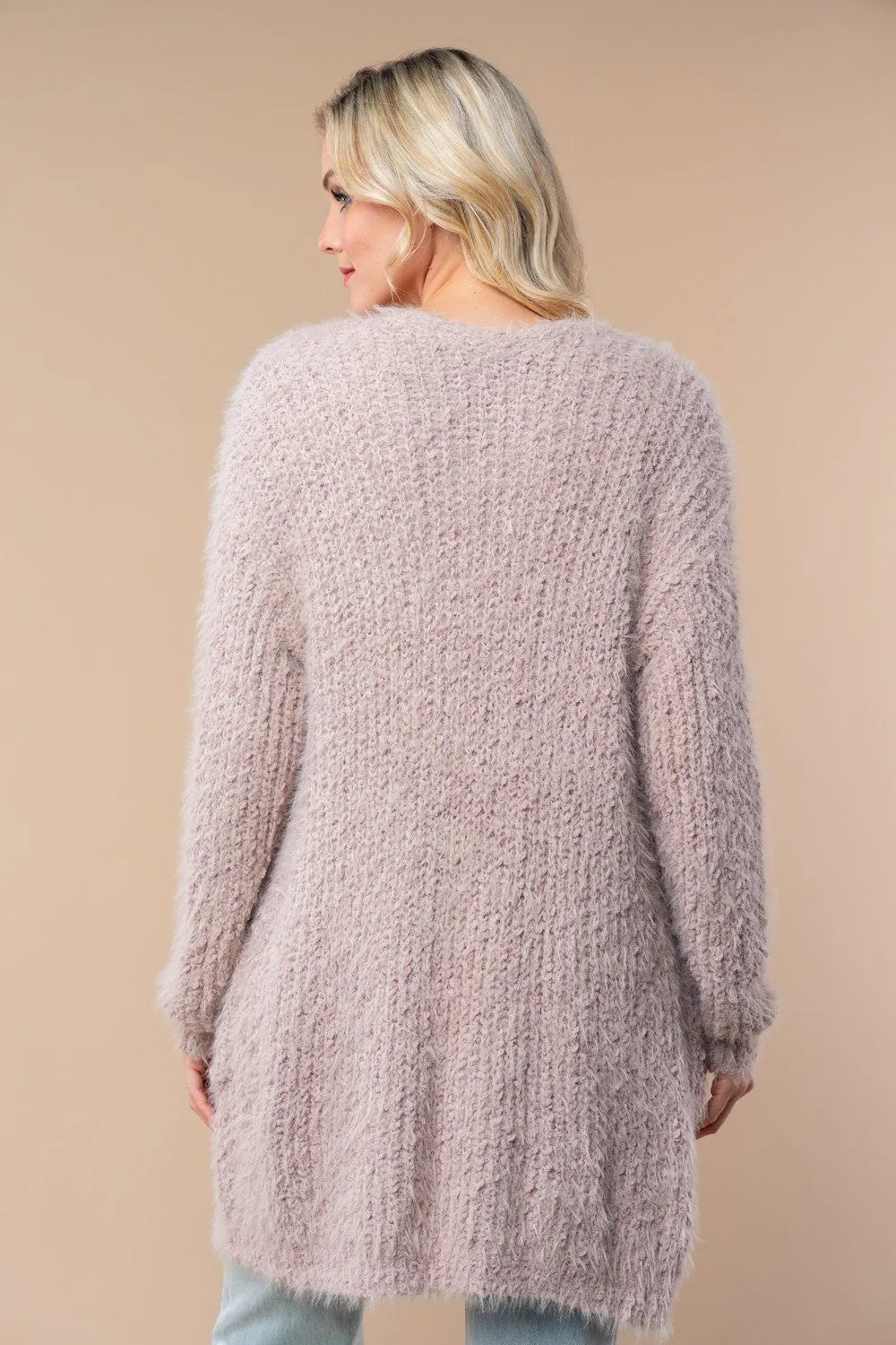 Long Sleeve Knit Taupe Cardigan