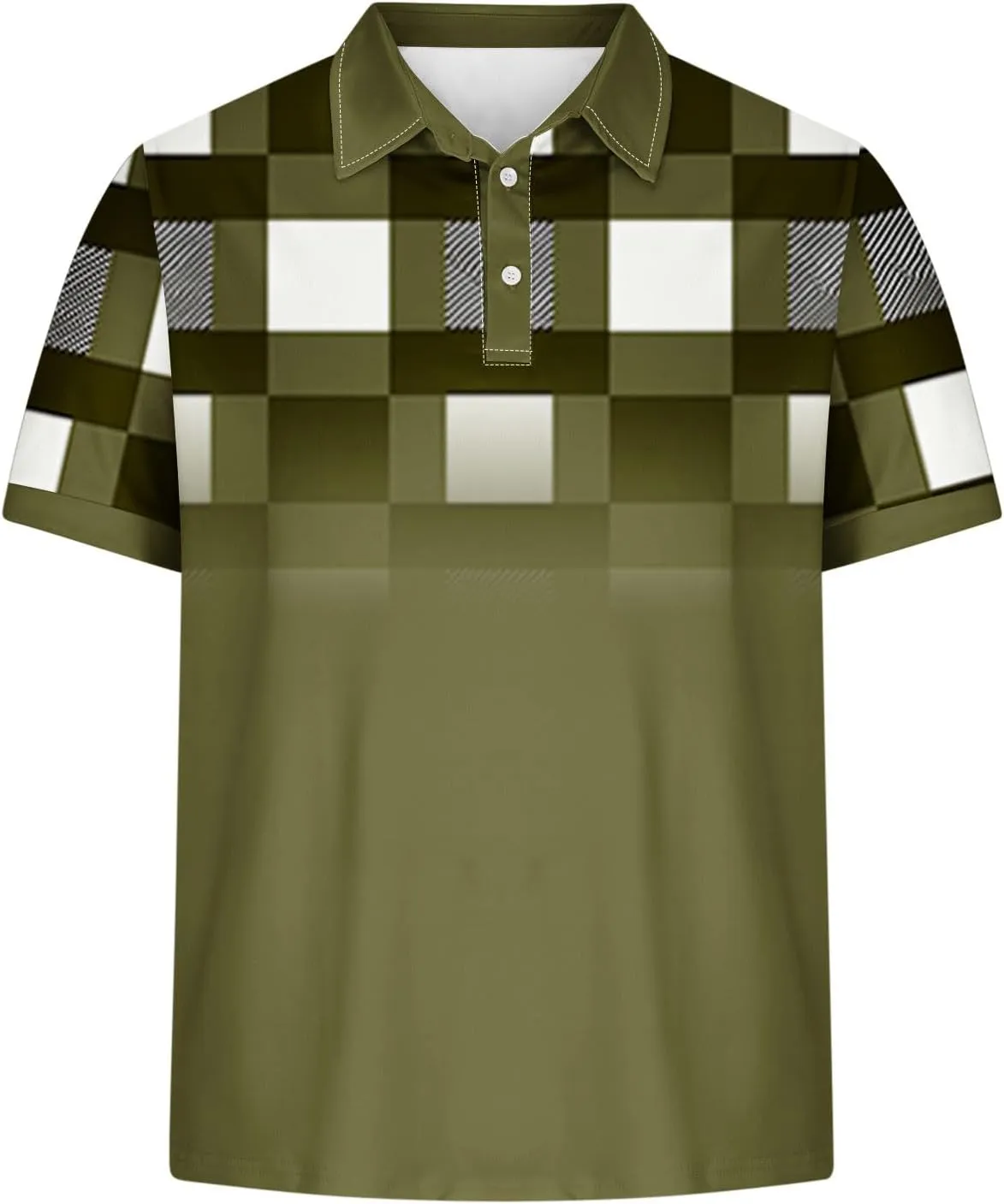 Mens Golf Shirts Short Sleeve Big and Tall Summer Mesh Shirt,Plaid Graphic Print,Breathable Plain Tees Business Casual