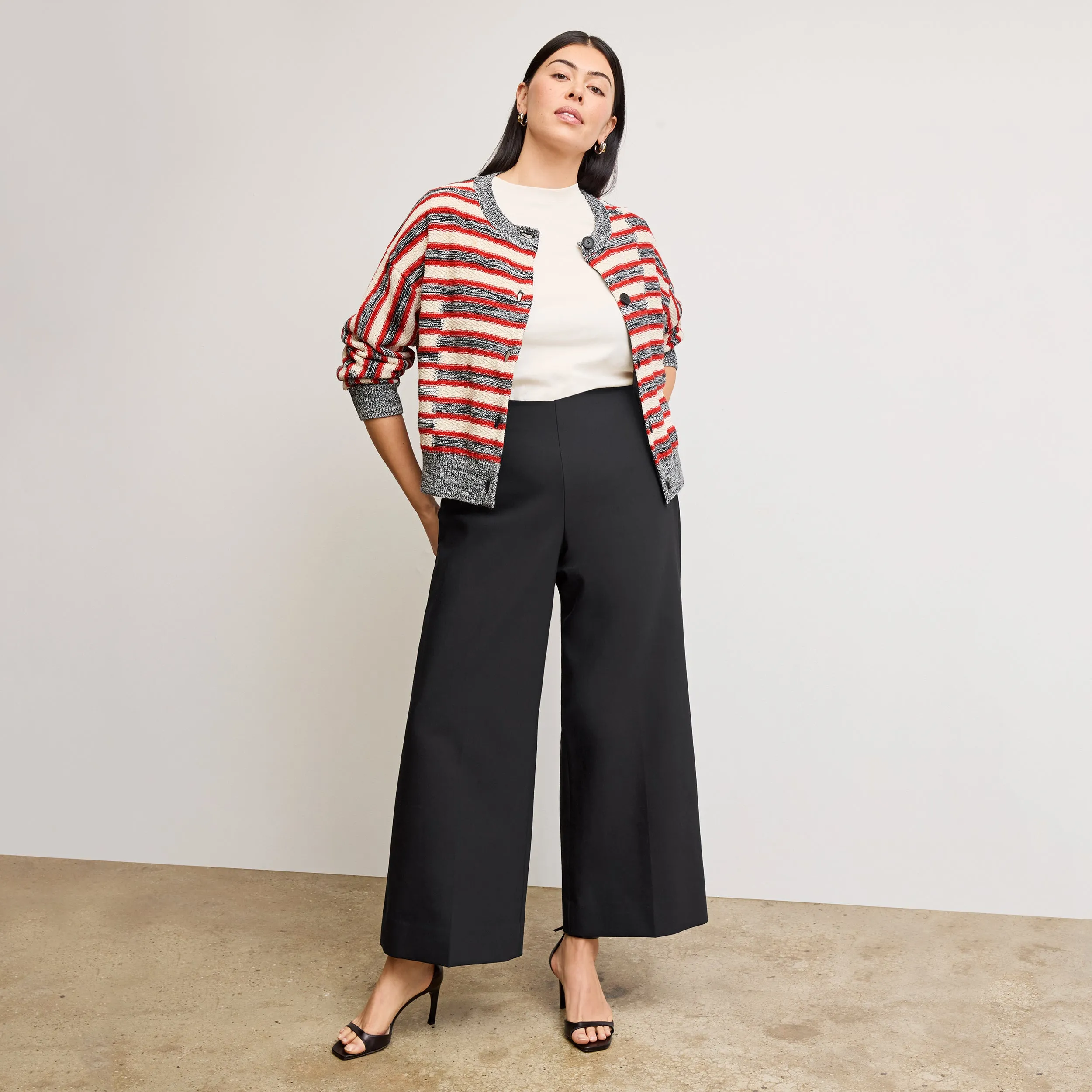 Miriam Oversized Cardigan - Multi Knit :: Sunset Stripe