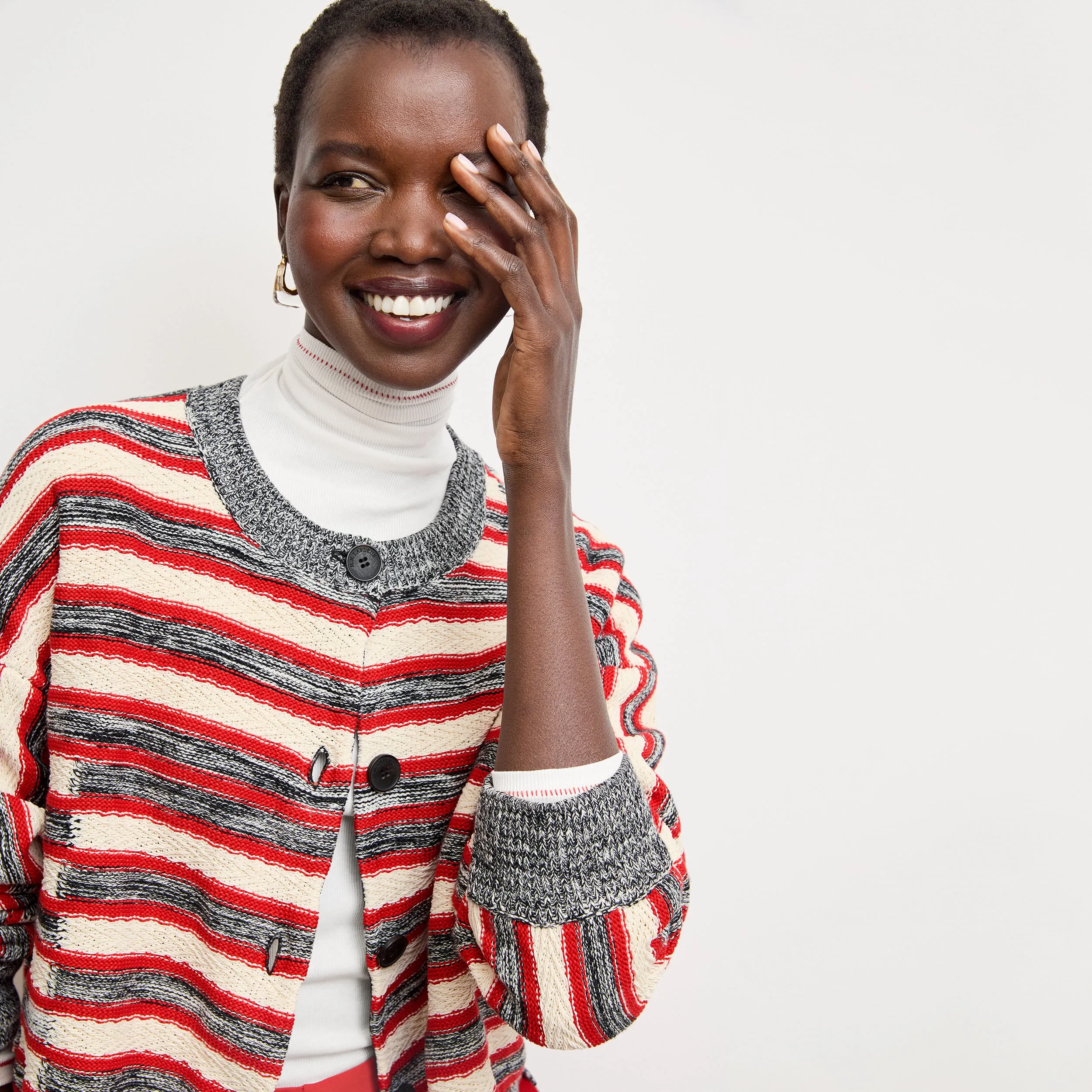 Miriam Oversized Cardigan - Multi Knit :: Sunset Stripe