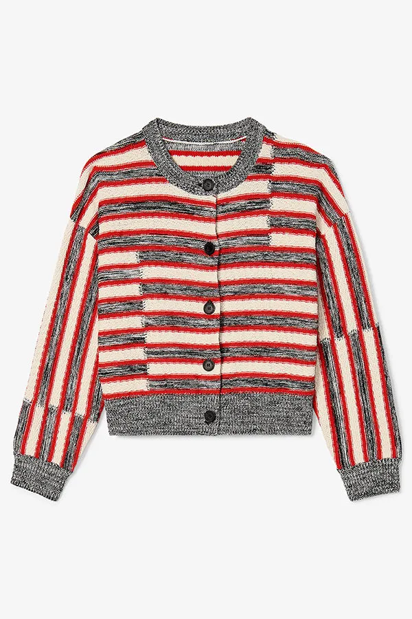 Miriam Oversized Cardigan - Multi Knit :: Sunset Stripe