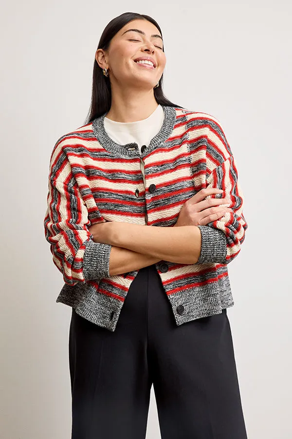 Miriam Oversized Cardigan - Multi Knit :: Sunset Stripe