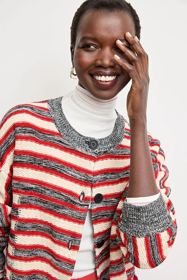 Miriam Oversized Cardigan - Multi Knit :: Sunset Stripe
