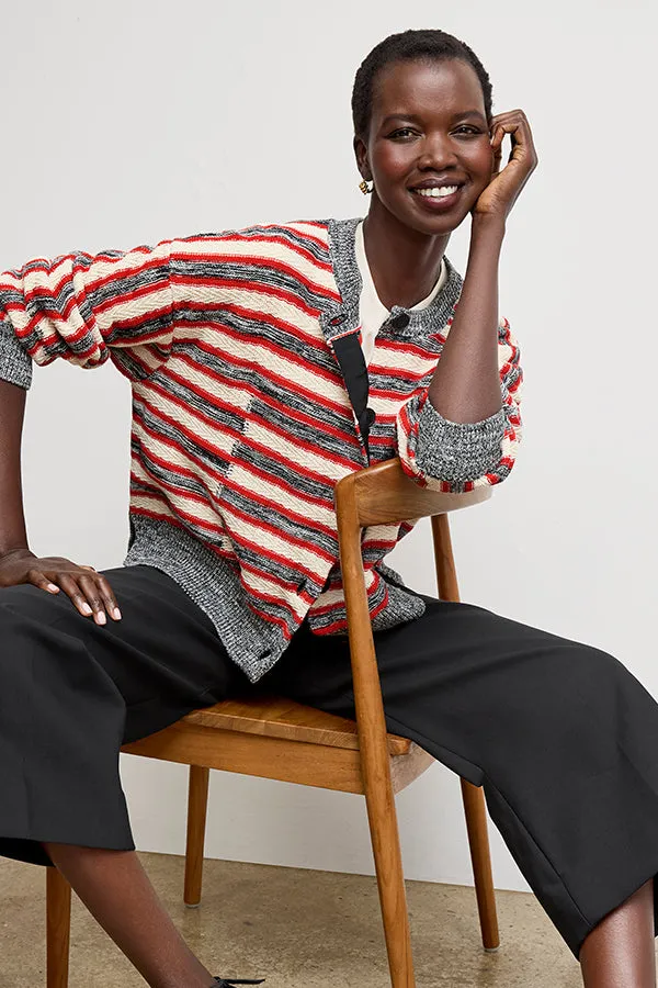 Miriam Oversized Cardigan - Multi Knit :: Sunset Stripe