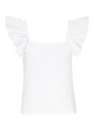 Misty open back ruffle tank in optic white