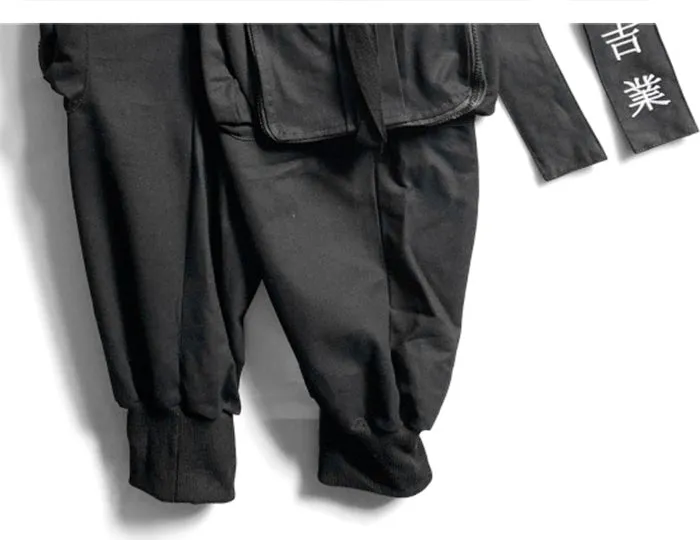 Multi Pocket Hip Hop Pants Men Ribbon Elastic Waist Harajuku Streetwear Joggers Mens Trousers Techwear Pants